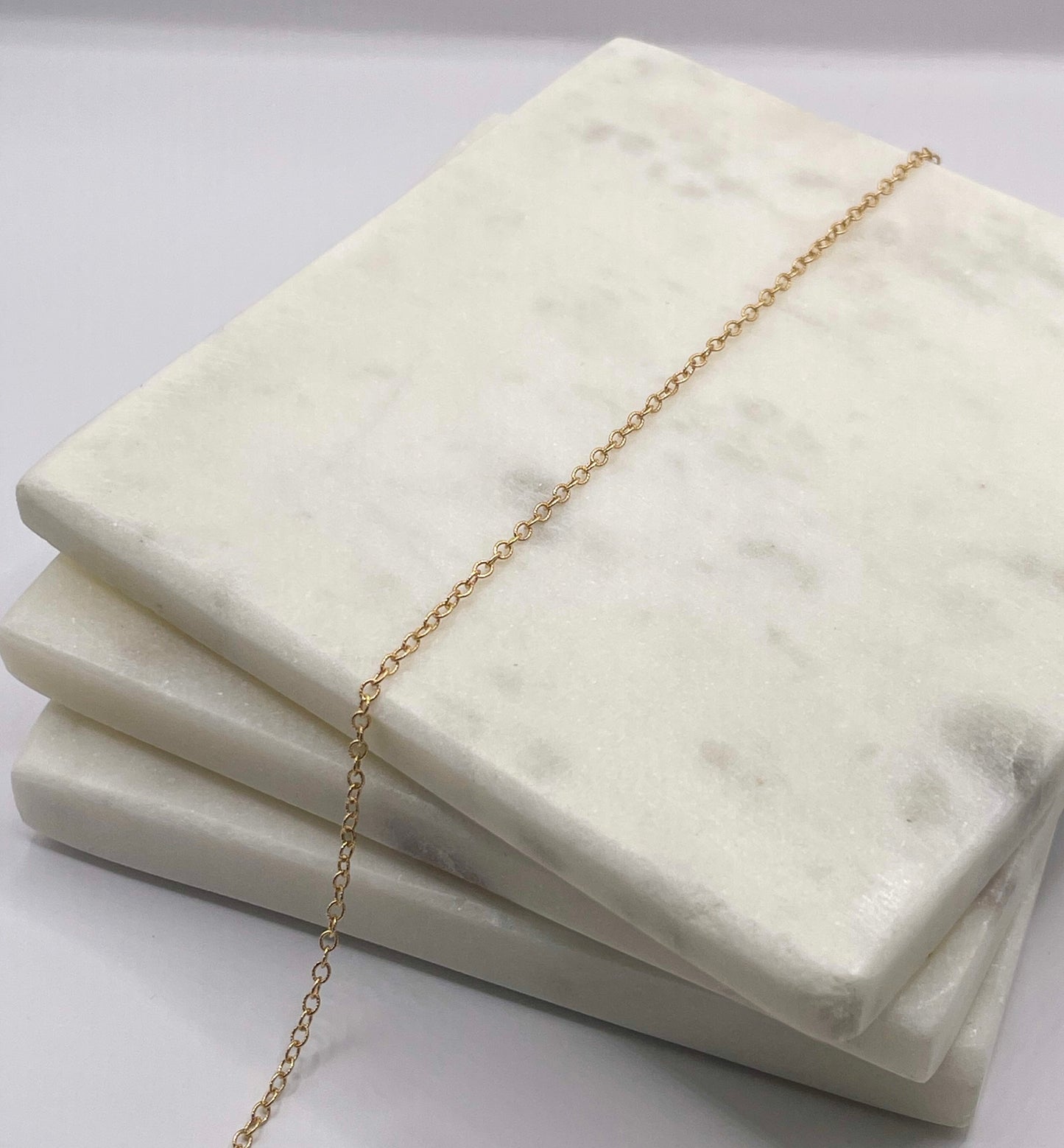 14K Gold Knurled 2mm Oval Chain