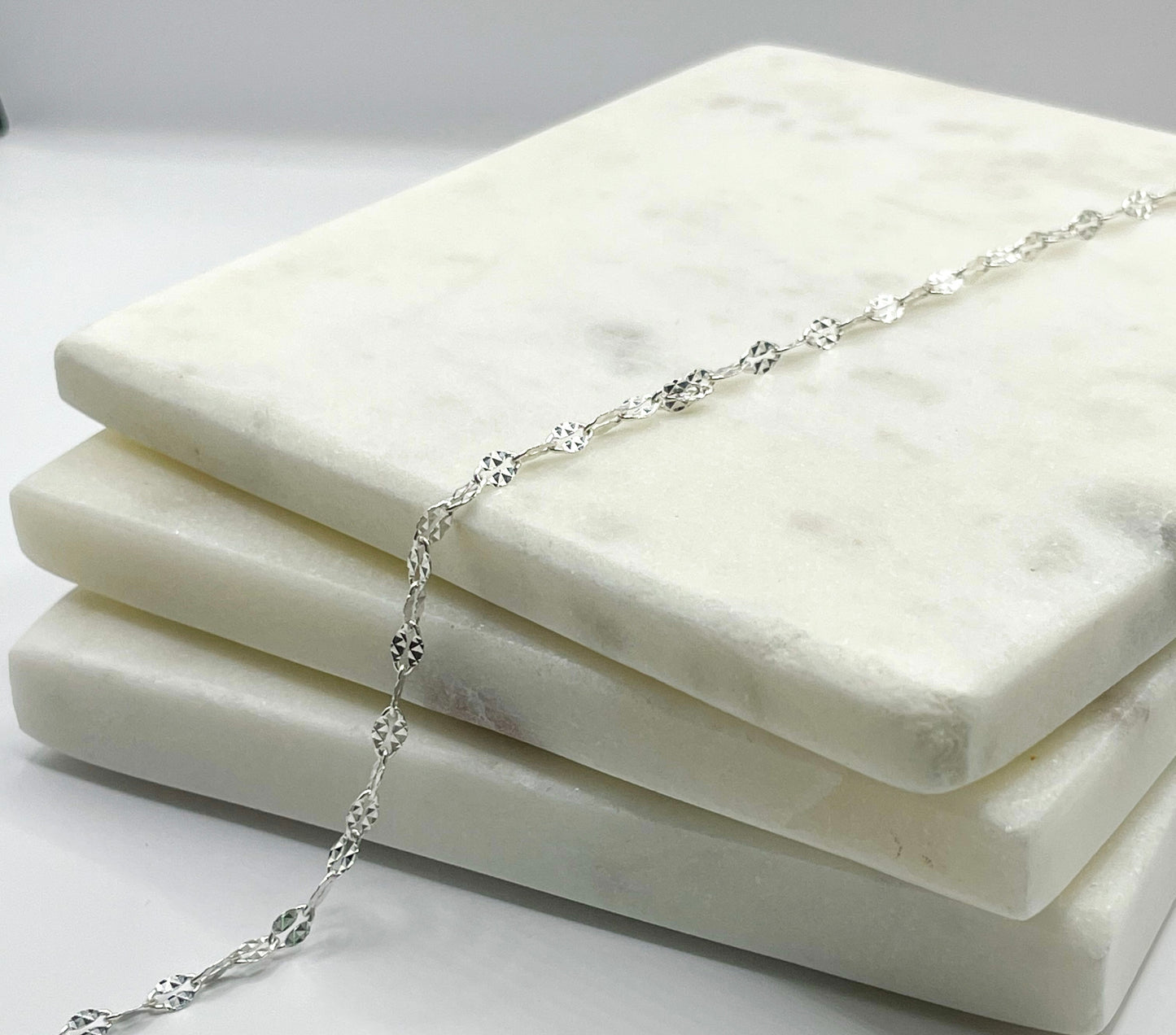Sterling Silver - Half Flat Dapped Oval Chain